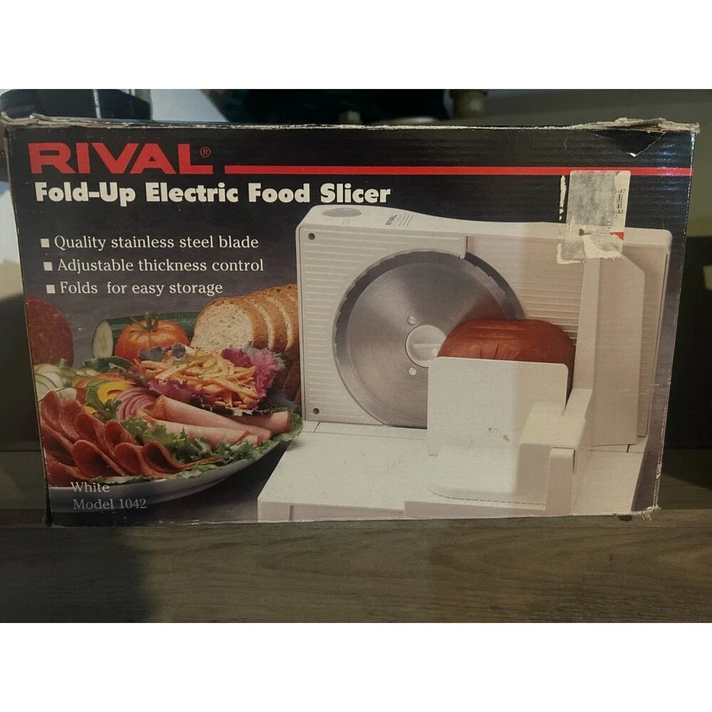 Vintage Rival 1042 Fold-Up Electric Food Slicer Deli Meat Bread Cutter Tested